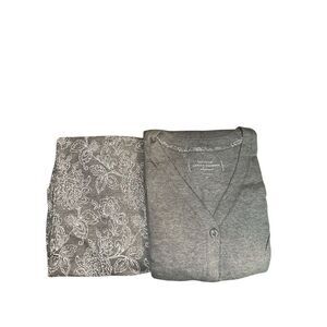 Carole Hochman Womens 3X Floral Paisley Interlock 3 Piece Lounge Set Gray NWT